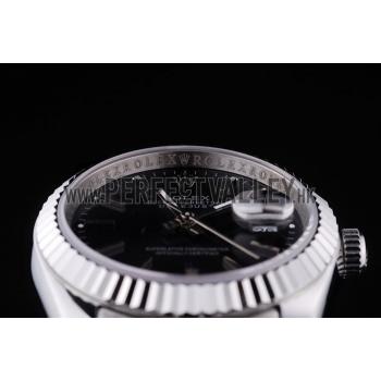 Rolex Datejust Black Dial Diamonds Ribbed Bezel 7456