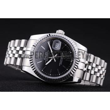 Rolex Datejust Black Dial Diamonds Ribbed Bezel 7456