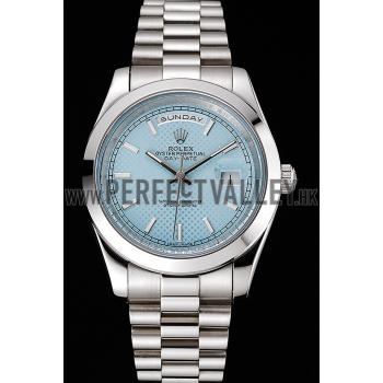 Rolex Day Date 40 Ice Blue Dial Stainless Steel Case And Bracelet