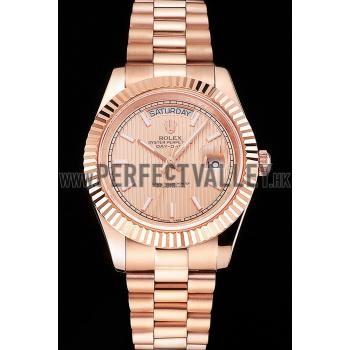 Cheap Swiss Rolex Day Date 40 Rose Gold Etched Dial Rose Gold Case And Bracelet