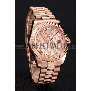 Cheap Swiss Rolex Day Date 40 Rose Gold Etched Dial Rose Gold Case And Bracelet