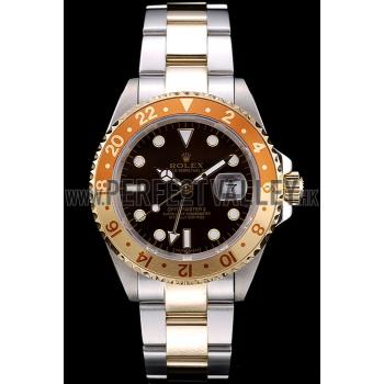 Rolex GMT Master II Gold Colored Ceramic Bezel Brown Dial Tachymeter