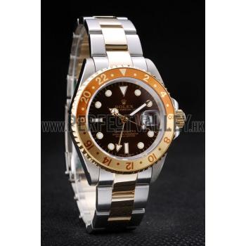 Rolex GMT Master II Gold Colored Ceramic Bezel Brown Dial Tachymeter