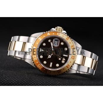 Rolex GMT Master II Gold Colored Ceramic Bezel Brown Dial Tachymeter