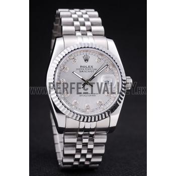 Rolex Datejust Silver Dial Diamonds Ribbed Bezel 7455