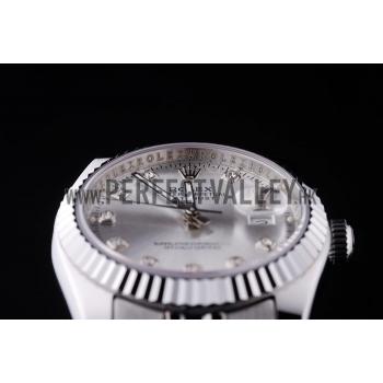 Rolex Datejust Silver Dial Diamonds Ribbed Bezel 7455