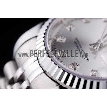 Rolex Datejust Silver Dial Diamonds Ribbed Bezel 7455