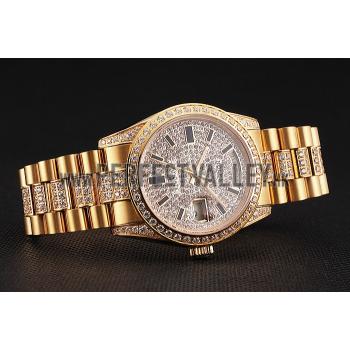 Cheap Swiss Rolex Day Date Yellow Gold Diamond Pave