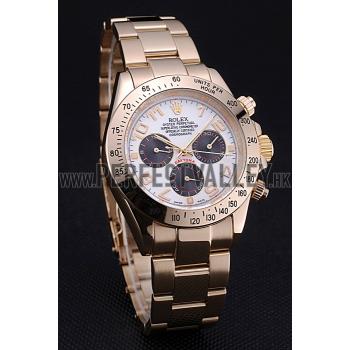 Cheap Rolex Cosmograph Daytona White with Black Subdials Gold Bracelet  622548