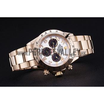 Cheap Rolex Cosmograph Daytona White with Black Subdials Gold Bracelet  622548