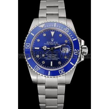 Rolex Submariner Stainless Steel Case Blue Dial Diamond Markers Stainless Steel Bracelet   622638