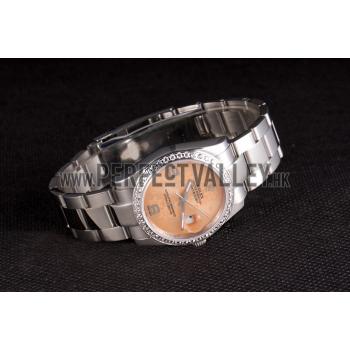 Rolex Datejust Polished Stainless Steel Orange Flowers Dial Diamond Plated