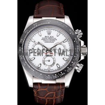 Cheap Rolex Cosmograph Daytona Stainless Steel  Case White Dial Brown Leather Bracelet   622631