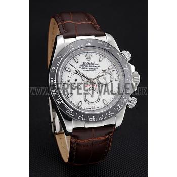 Cheap Rolex Cosmograph Daytona Stainless Steel  Case White Dial Brown Leather Bracelet   622631