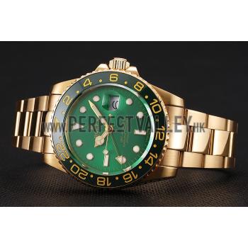 Swiss Rolex GMT Master II Green Dial And Bezel Gold Case And Bracelet 1453750