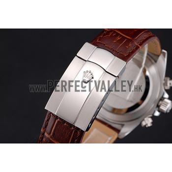 Cheap Rolex Daytona Stainless Steel Case White Dial Brown Leather Strap