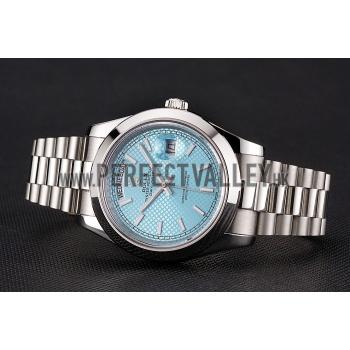 Swiss Rolex Day Date 40 Platinum Ice Blue Dial Stainless Steel Case And Bracelet