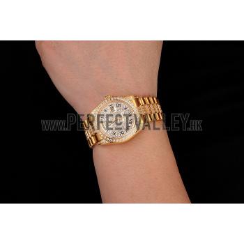 Swiss Rolex Day-Date Diamond Pave Dial Gold Diamond Bracelet 1453956