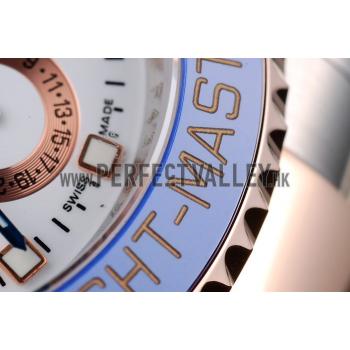 Replica Rolex Yachtmaster Blue Ceramic Bezel White Dial Tachymeter