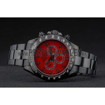 Rolex Daytona Black Ion Plated Tachymeter Black Stainless Steel Strap Red Dial 80248 Replica