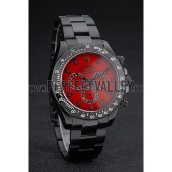 Rolex Daytona Black Ion Plated Tachymeter Black Stainless Steel Strap Red Dial 80248 Replica