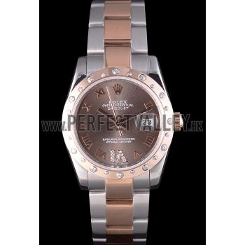 Rolex Datejust Diamond Bezel Brown Dial 7465 Replica