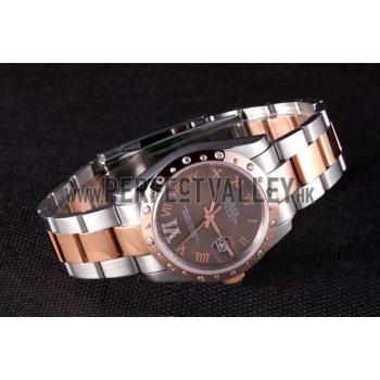 Rolex Datejust Diamond Bezel Brown Dial 7465 Replica