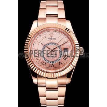 Cheap Rolex Sky Dweller Rose Gold Dial Rose Gold Case And Bracelet