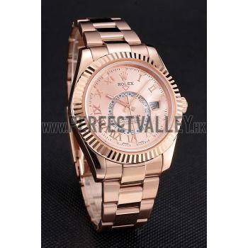 Cheap Rolex Sky Dweller Rose Gold Dial Rose Gold Case And Bracelet