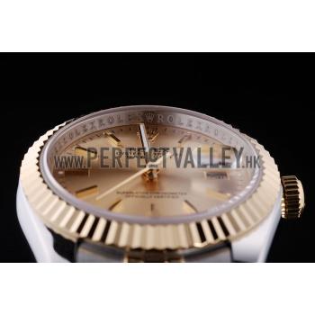 Rolex Datejust Gold Dial Ribbed Bezel 7450