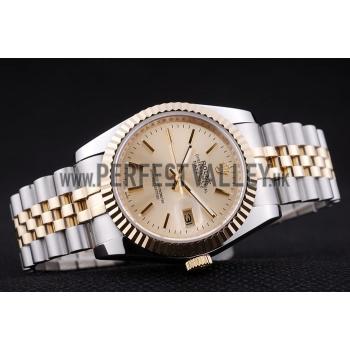 Rolex Datejust Gold Dial Ribbed Bezel 7450