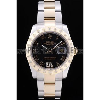 Replica Rolex Datejust Diamond Bezel Black Dial 7463