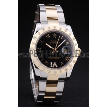 Replica Rolex Datejust Diamond Bezel Black Dial 7463