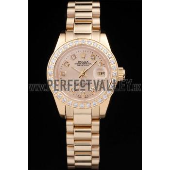 Rolex Datejust 18k Yellow Gold Plated Stainless Steel Diamond Plated 98077