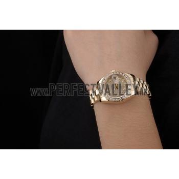 Rolex Datejust 18k Yellow Gold Plated Stainless Steel Diamond Plated 98077