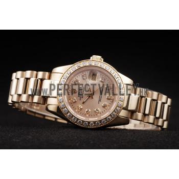 Rolex Datejust 18k Yellow Gold Plated Stainless Steel Diamond Plated 98077