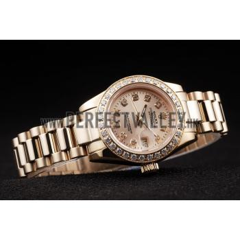 Rolex Datejust 18k Yellow Gold Plated Stainless Steel Diamond Plated 98077