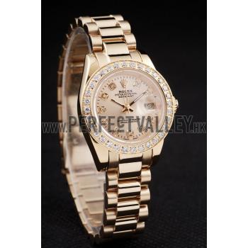 Rolex Datejust 18k Yellow Gold Plated Stainless Steel Diamond Plated 98077