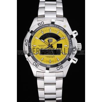 Tag Heuer Aquaracer Chronotimer Yellow Dial Stainless Steel Band  622415 Replica