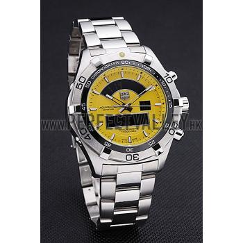 Tag Heuer Aquaracer Chronotimer Yellow Dial Stainless Steel Band  622415 Replica