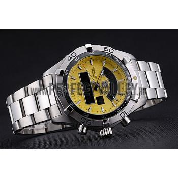 Tag Heuer Aquaracer Chronotimer Yellow Dial Stainless Steel Band  622415 Replica