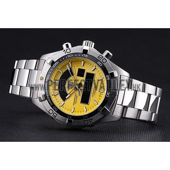 Tag Heuer Aquaracer Chronotimer Yellow Dial Stainless Steel Band  622415 Replica