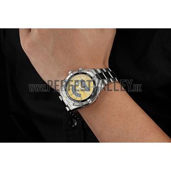 Tag Heuer Aquaracer Chronotimer Yellow Dial Stainless Steel Band  622415 Replica