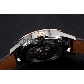 Swiss Tag Heuer Carrera Calibre 5 White Dial Rose Gold Case Brown Leather Strap