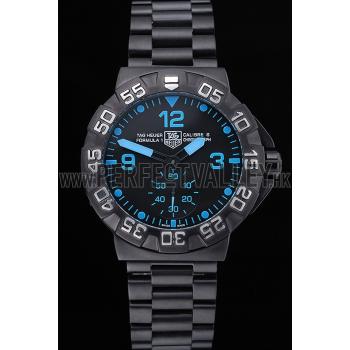 Tag Heuer Formula One Grande Date Black Dial Blue Numerals Ion Plated Steinless Steel Bracelet 622292 Replica