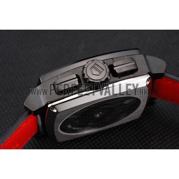 Tag Heuer Monaco Black-Red Perforated Leather Strap White Dial 80307