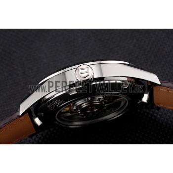 Swiss Tag Heuer Carrera Calibre 5 Silver Dial Stainless Steel Case Brown Leather Strap Replica