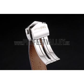 Swiss Tag Heuer Carrera Calibre 5 Silver Dial Stainless Steel Case Brown Leather Strap Replica