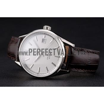 Swiss Tag Heuer Carrera Calibre 5 Silver Dial Stainless Steel Case Brown Leather Strap Replica