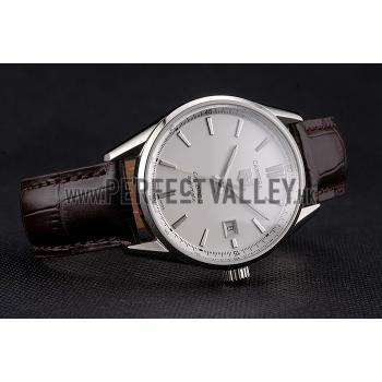 Swiss Tag Heuer Carrera Calibre 5 Silver Dial Stainless Steel Case Brown Leather Strap Replica